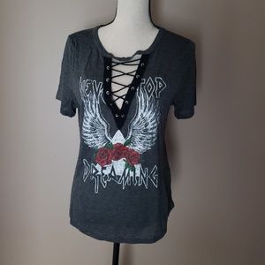 Charlotte Russe Lace-Up Gray Tshirt
